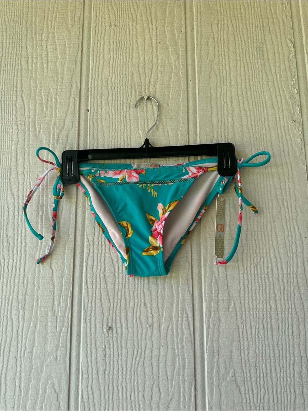 GB Teal Floral Side-Tie Bikini Bottoms